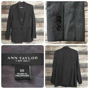 Ann Taylor Plaid Blazer Jacket Women’s 10 Gray 3 Button (Read)